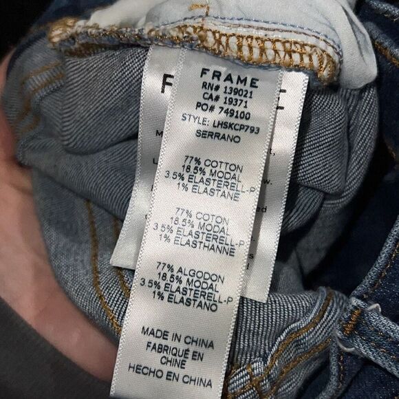 Frame Denim Le High Skinny Denim Jeans Serrano Black Piping Sz 24 Stretch - Picture 8 of 8